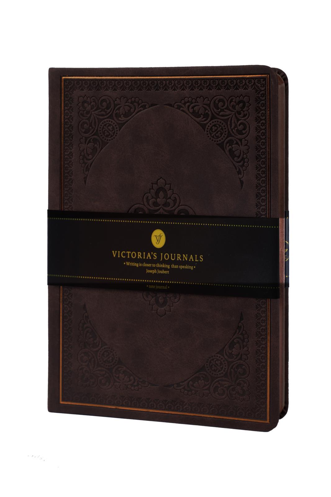 1186 Victoria's Journals Vintage Çizgili Defter 12x17 cm Koyu Kahverengi