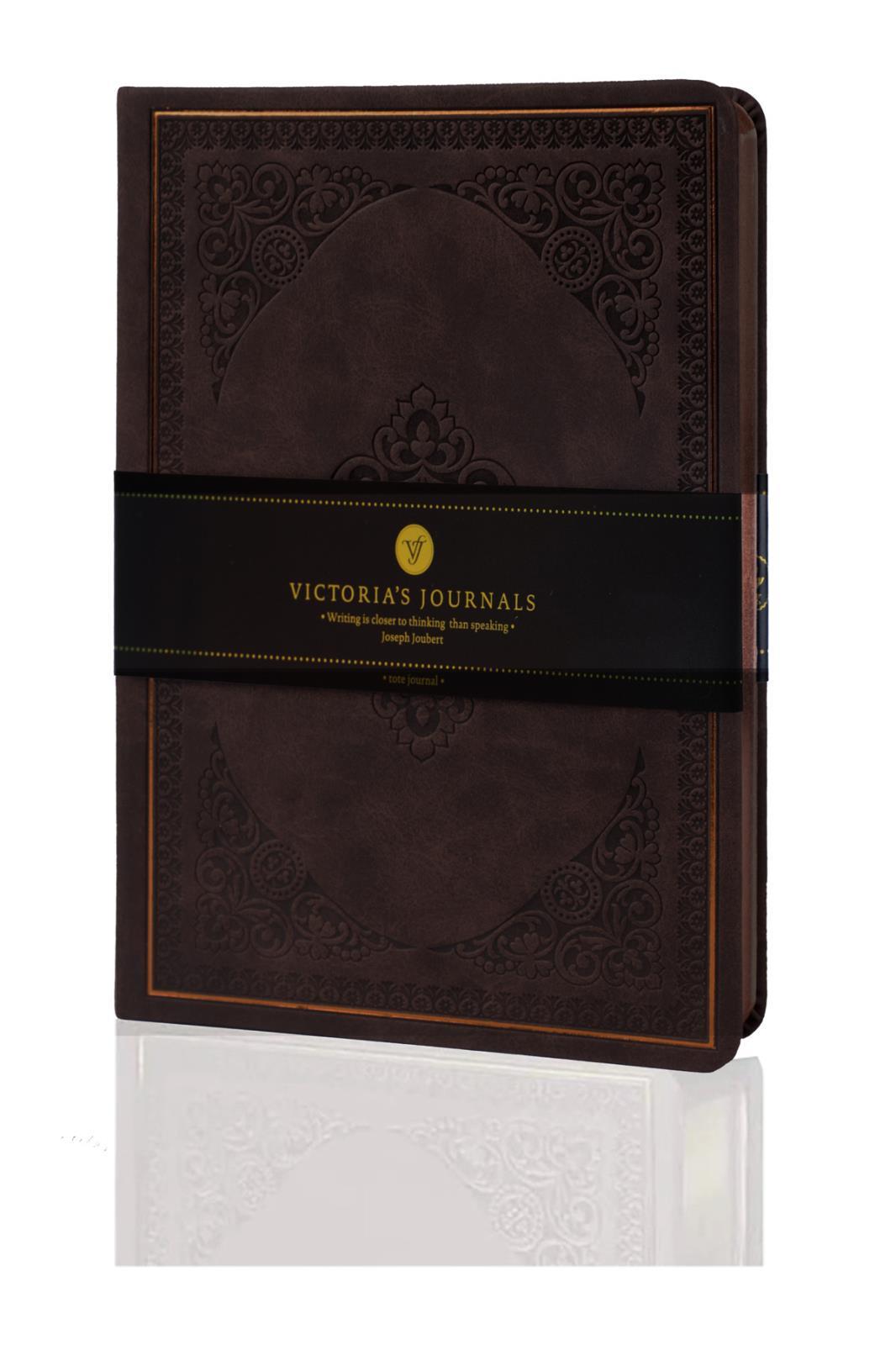 1186 Victoria's Journals Vintage Çizgili Defter 12x17 cm Koyu Kahverengi