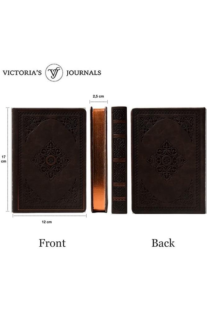 1186 Victoria's Journals Vintage Çizgili Defter 12x17 cm Koyu Kahverengi