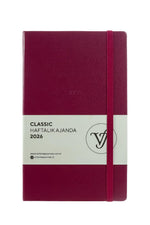 Victoria's Journals Classic 2026 Haftalık Ajanda 13x21 cm.Sert Kapak. Ivory 80 gr.144 Sayfa. Cepli. Lastikli.Kırmızı