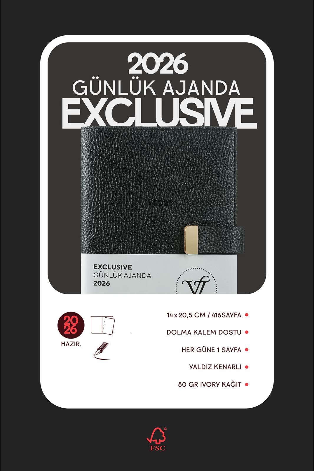 Victoria's Journals Exclusive-Günlük Ajanda A5 (14x20,5cm)  Ivory  80 gsm 416 sayfa .Yaldız Kenar. Değişebilen iç.Siyah