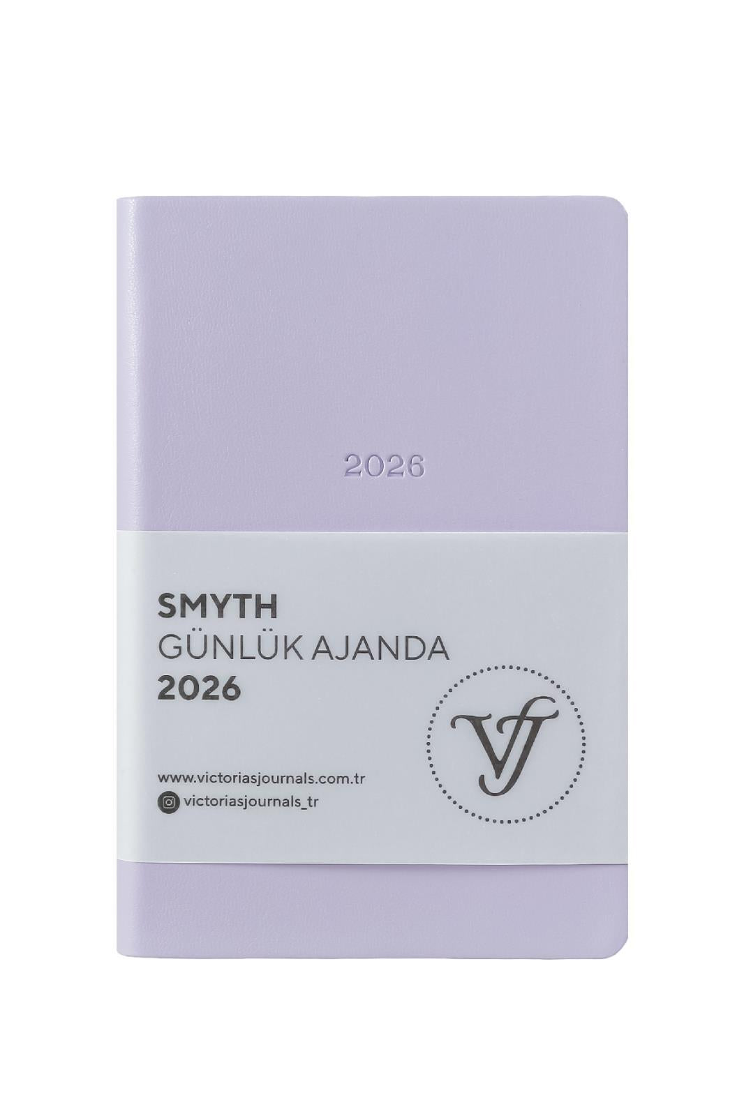 Victoria's Journals Smyth- Günlük Ajanda 9x14 cm. Ivory  80 gsm 416 sayfa. Esnek Kapak. Gümüş Yaldız Kenar.Lila